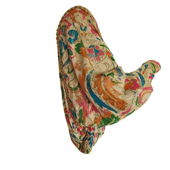 Lucie Ann Beverly Hills 80s Opulent Evening Top Sz S Gold Metallic Pastel Floral - Picture 6 of 13